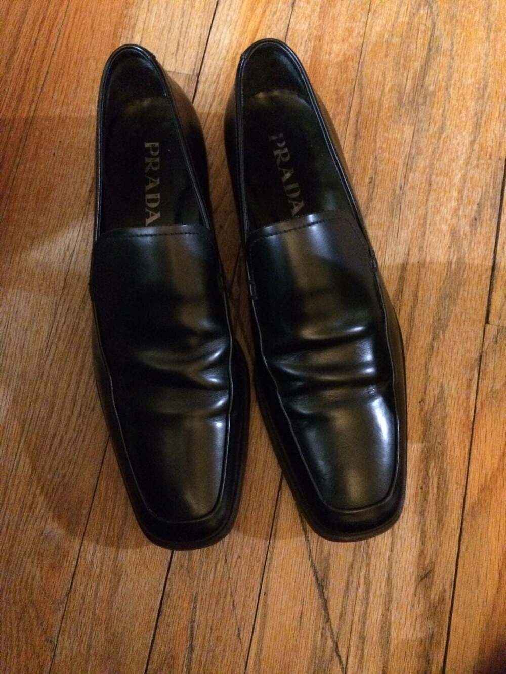 Prada Black Leather Loafers Size 6.5 - Picture 1 of 6
